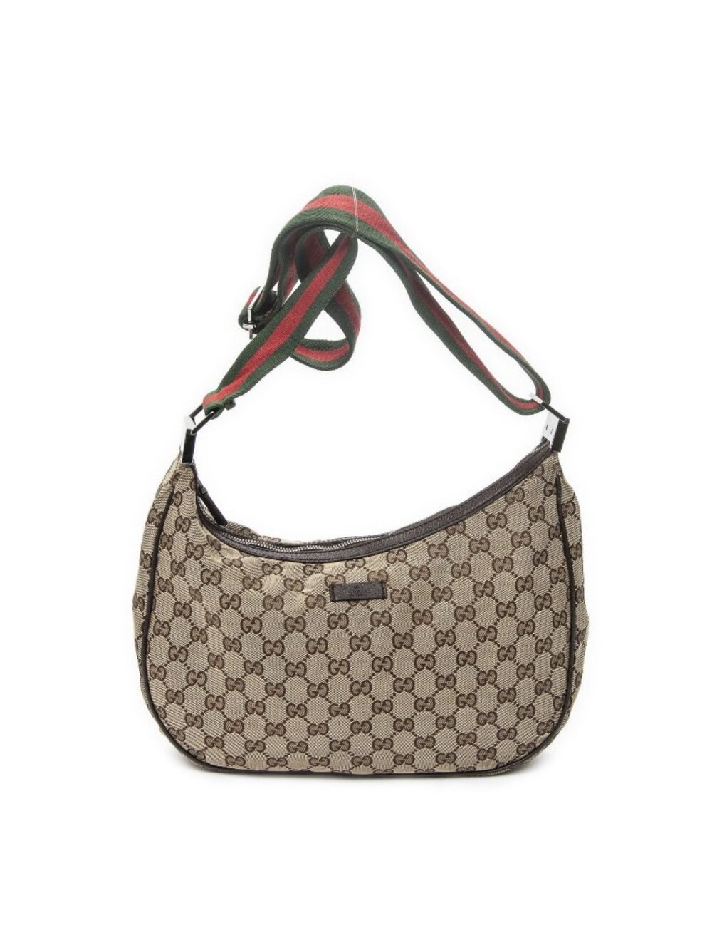 Gucci Round Zip Messenger Brown Beige GG Canvas